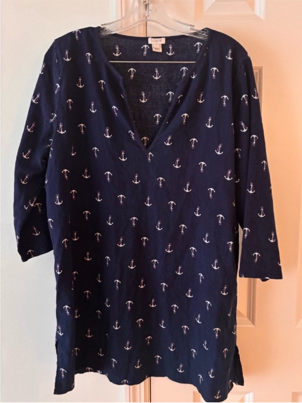 Like New ~ Women’s J. Crew Navy Tunic W/White Anchors ~ Size Large